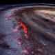 The Radcliffe Wave (in red) superimposed onto an artist’s representation of the Milky Way